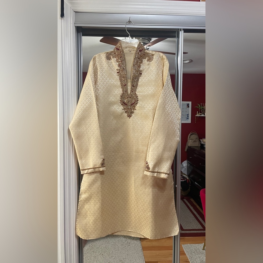 Elegant Gold Embroidered Kurta